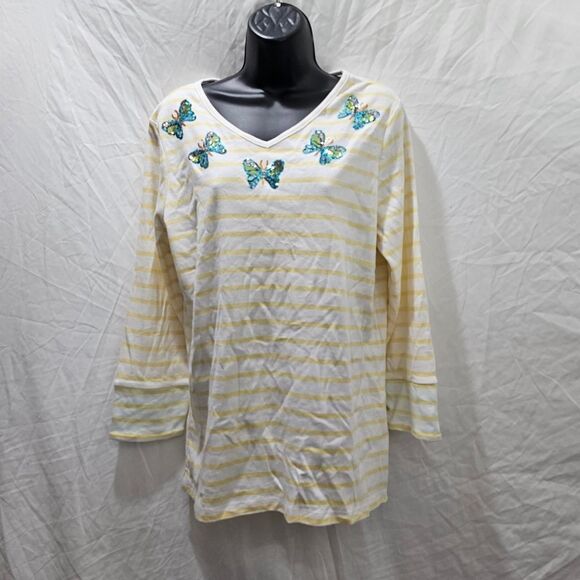 Whimsical yellow stripe butterfly collar quacker factory top - Picture 2 of 4